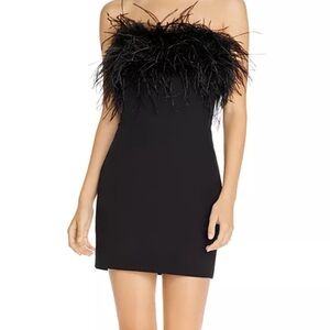 Bardot Black Feathered Off-Shoulder Dress